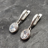 Dangling Diamond Earrings - Sparkly Oval Earrings - Vintage Drop Earrings