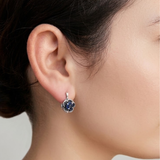 Elegant 925 Sterling Silver Natural Sapphire Earrings featuring Round Blue Sapphire, perfect for birthdays and special occasions.