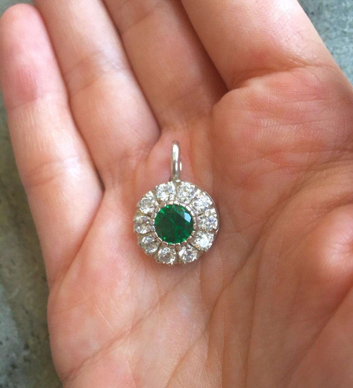Elegant 925 Sterling Silver Emerald Pendant with Round Created Green Emerald, perfect for birthdays and special occasions.