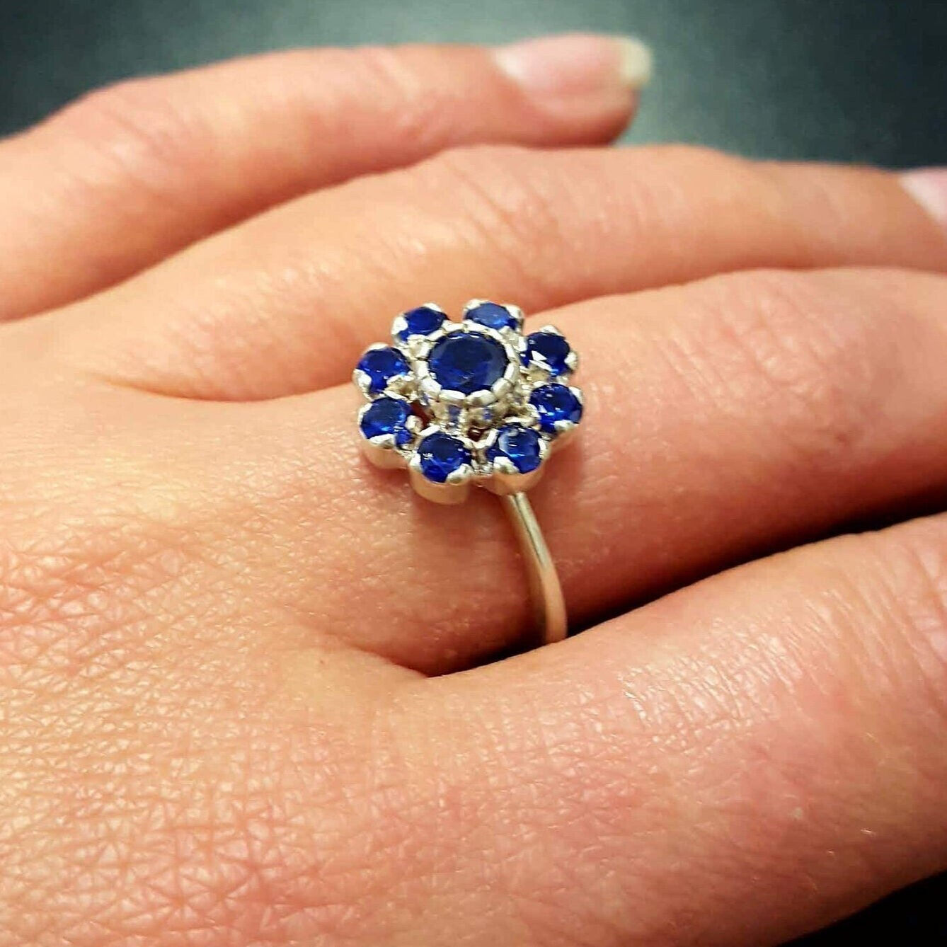 Created Sapphire Ring in 925 Sterling Silver with Round Blue Sapphire, perfect for September birthdays and meaningful gifts.