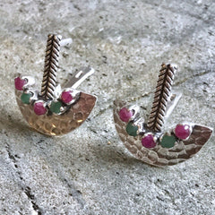 Natural Emerald Earrings made in 925 Sterling Silver with Round Natural Green Emerald in Prong setting, May Birthstone gift idea, symbolizes growth, harmony, and deep emotional healing, ideal for everyday wear and perfect for birthday gifting and special occasions.