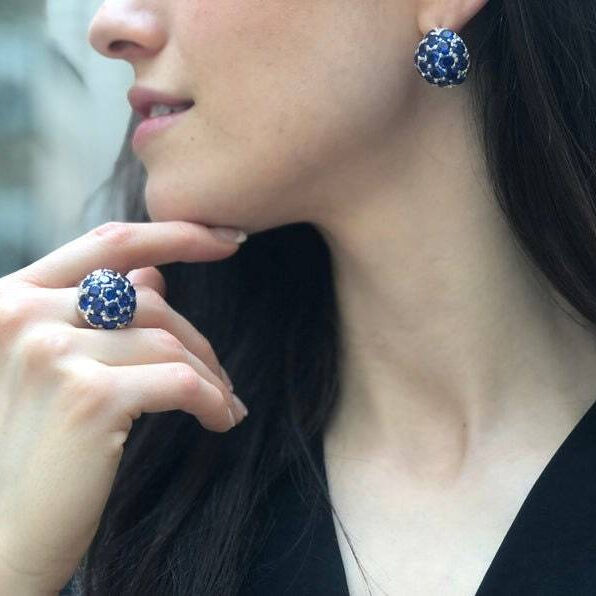 Topaz Earrings, Natural Topaz, Sphere Earrings, Statement Studs, Heavy Earrings, Chunky Studs, Birthstone Earrings, Solid Silver Earrings