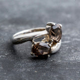 Gold Topaz Ring - Smoky Topaz Ring - Vintage Bypass Ring