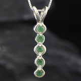 Emerald Pendant, Natural Emerald, May Birthstone, Bubble Pendant, Line Pendant, Vertical Pendant, Vintage Pendant, Emerald Necklace, Silver