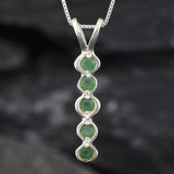 Emerald Pendant, Natural Emerald, May Birthstone, Bubble Pendant, Line Pendant, Vertical Pendant, Vintage Pendant, Emerald Necklace, Silver