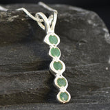 Emerald Pendant, Natural Emerald, May Birthstone, Bubble Pendant, Line Pendant, Vertical Pendant, Vintage Pendant, Emerald Necklace, Silver