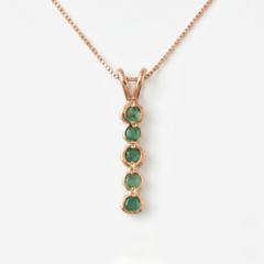 Natural Emerald Pendant made in 18k Gold Vermeil with Round Natural Green Emerald in Flush setting, May Birthstone gift idea, symbolizes growth, harmony, and deep emotional healing, ideal for everyday wear and perfect for birthday gifting and special occasions.