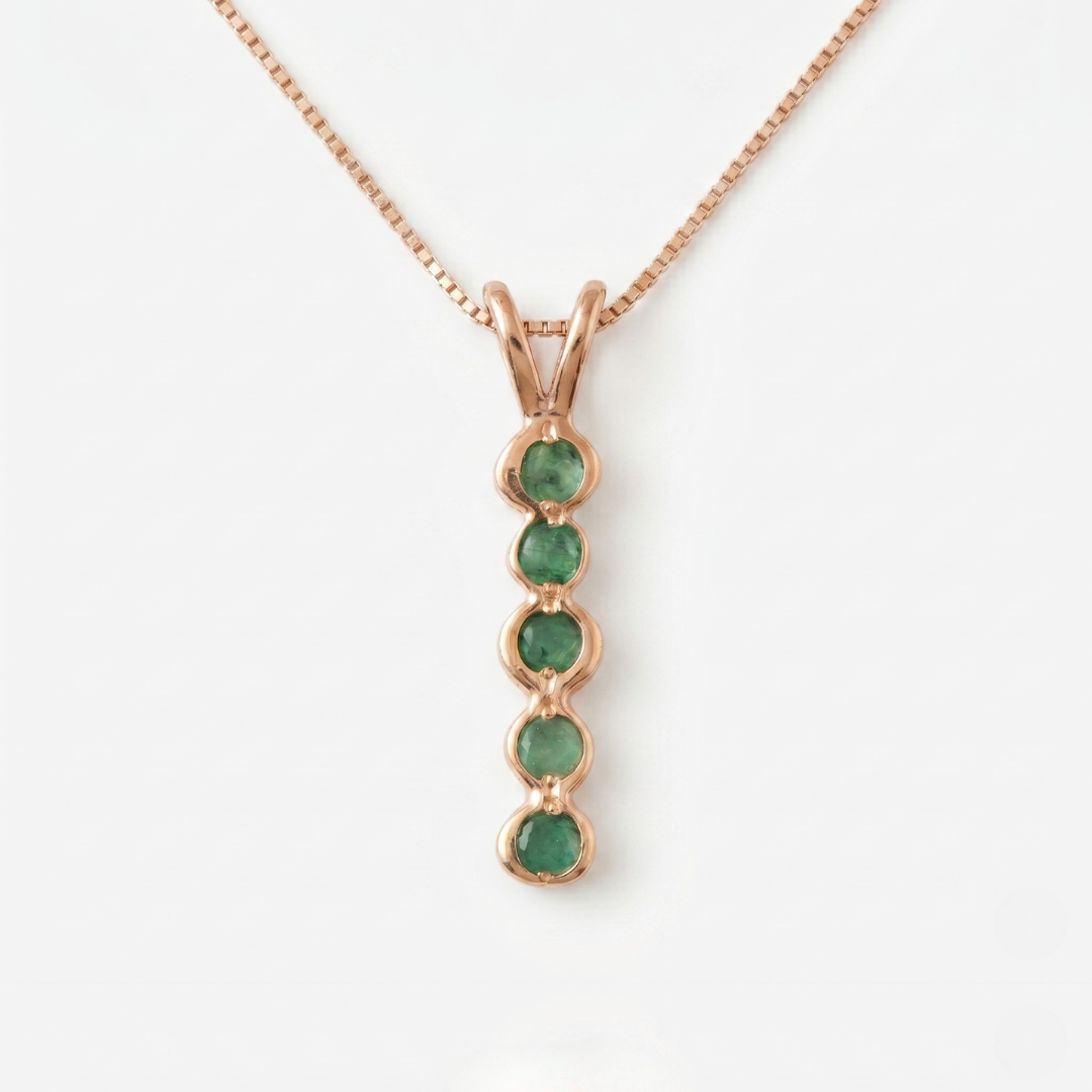 Natural Emerald Pendant made in 18k Gold Vermeil with Round Natural Green Emerald in Flush setting, May Birthstone gift idea, symbolizes growth, harmony, and deep emotional healing, ideal for everyday wear and perfect for birthday gifting and special occasions.