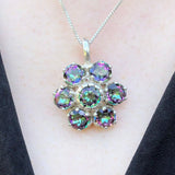 Daisy Topaz Pendant - Genuine Mystic Topaz Necklace - Purple Flower Necklace