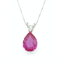 Alexandrite Necklace - Pink Teardrop Pendant - Pink Statement Necklace