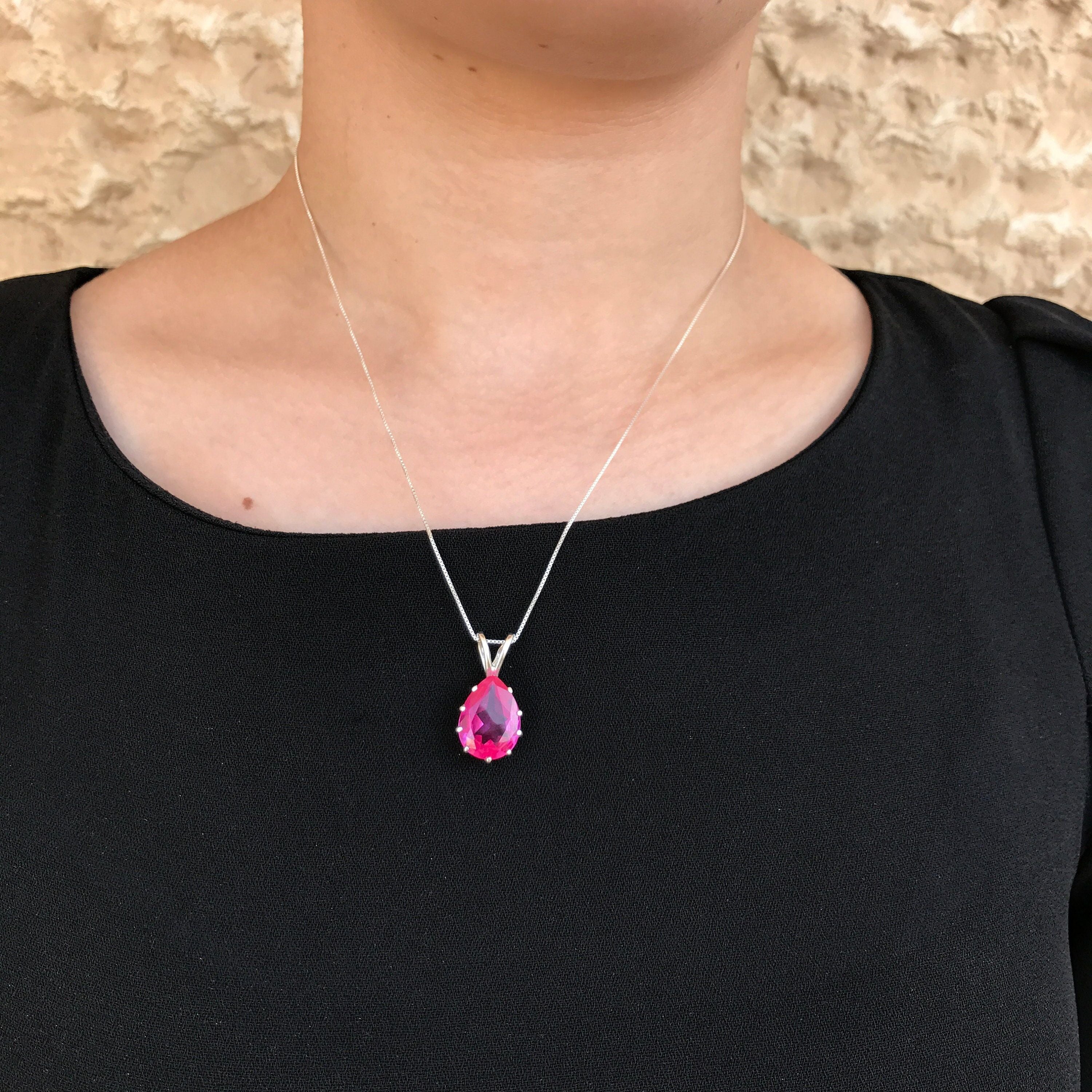 Pink Alexandrite Pendant, Teardrop Pendant, Created Alexandrite, Pink Pendant, Pink Alexandrite, Alexandrite Pendant, Silver Pendant, Pink