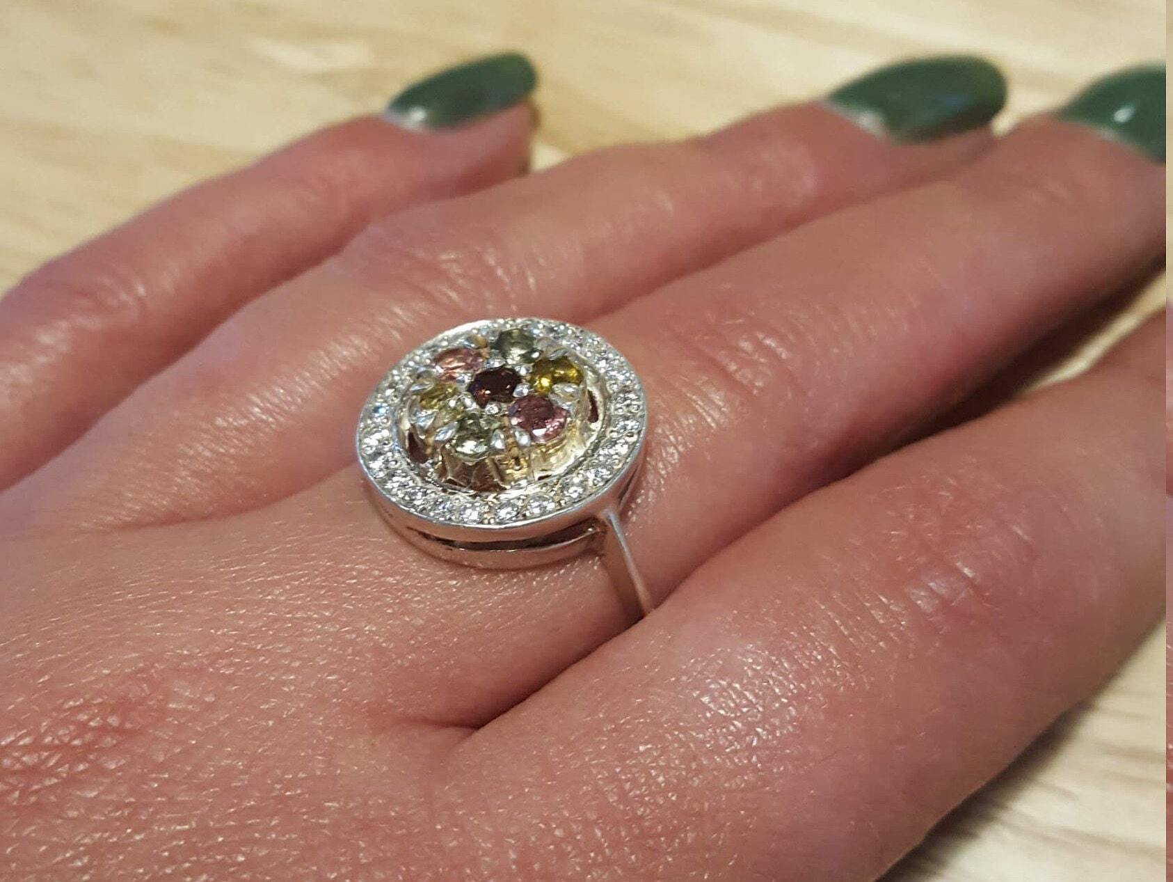 Flower Ring, Natural Tourmaline, Tourmaline Ring, October Birthstone, Pink Ring, Vintage Rings, Pink Tourmaline, Silver Ring, Tourmaline