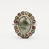 Victorian Tourmaline Ring - Statement Flower Ring - Green Tourmaline Ring