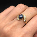 Sapphire Gold Ring - Blue Vintage Ring - Sapphire Bezel Ring