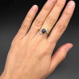 Sapphire Gold Ring - Blue Vintage Ring - Sapphire Bezel Ring