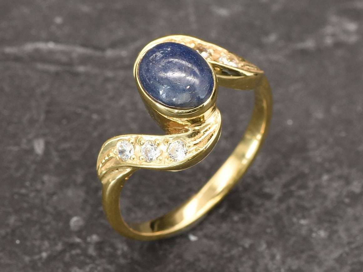 Natural Sapphire Ring made in 18k Gold Vermeil with Oval Natural Blue Sapphire in Bezel setting, September Birthstone gift idea, symbolizes sincerity, truth, and faithfulness, ideal for everyday wear and perfect for birthday gifting and special occasions.
