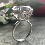 Large Topaz Ring - White Topaz Ring - Statement Solitaire Ring