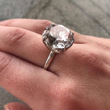 Large Topaz Ring - White Topaz Ring - Statement Solitaire Ring