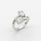 Two Stone Diamond Ring - Sparkly Vintage Ring - Classic Bridal Ring
