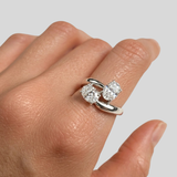 Two Stone Diamond Ring - Sparkly Vintage Ring - Classic Bridal Ring