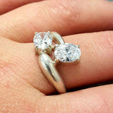 Two Stone Diamond Ring - Sparkly Vintage Ring - Classic Bridal Ring