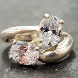 Two Stone Diamond Ring - Sparkly Vintage Ring - Classic Bridal Ring