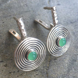 Spiral Chrysoprase Earrings - Green Drop Earrings - Chrysoprase Statement Earrings