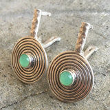 Spiral Chrysoprase Earrings - Green Drop Earrings - Chrysoprase Statement Earrings