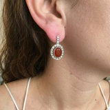 Carnelian Earrings - Red Oval Earrings - Vintage Drop Earrings
