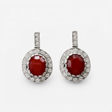 Carnelian Earrings - Red Oval Earrings - Vintage Drop Earrings