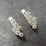 Sparkly Diamond Earrings - Brilliant Drop Earrings - Clear Vintage Earrings