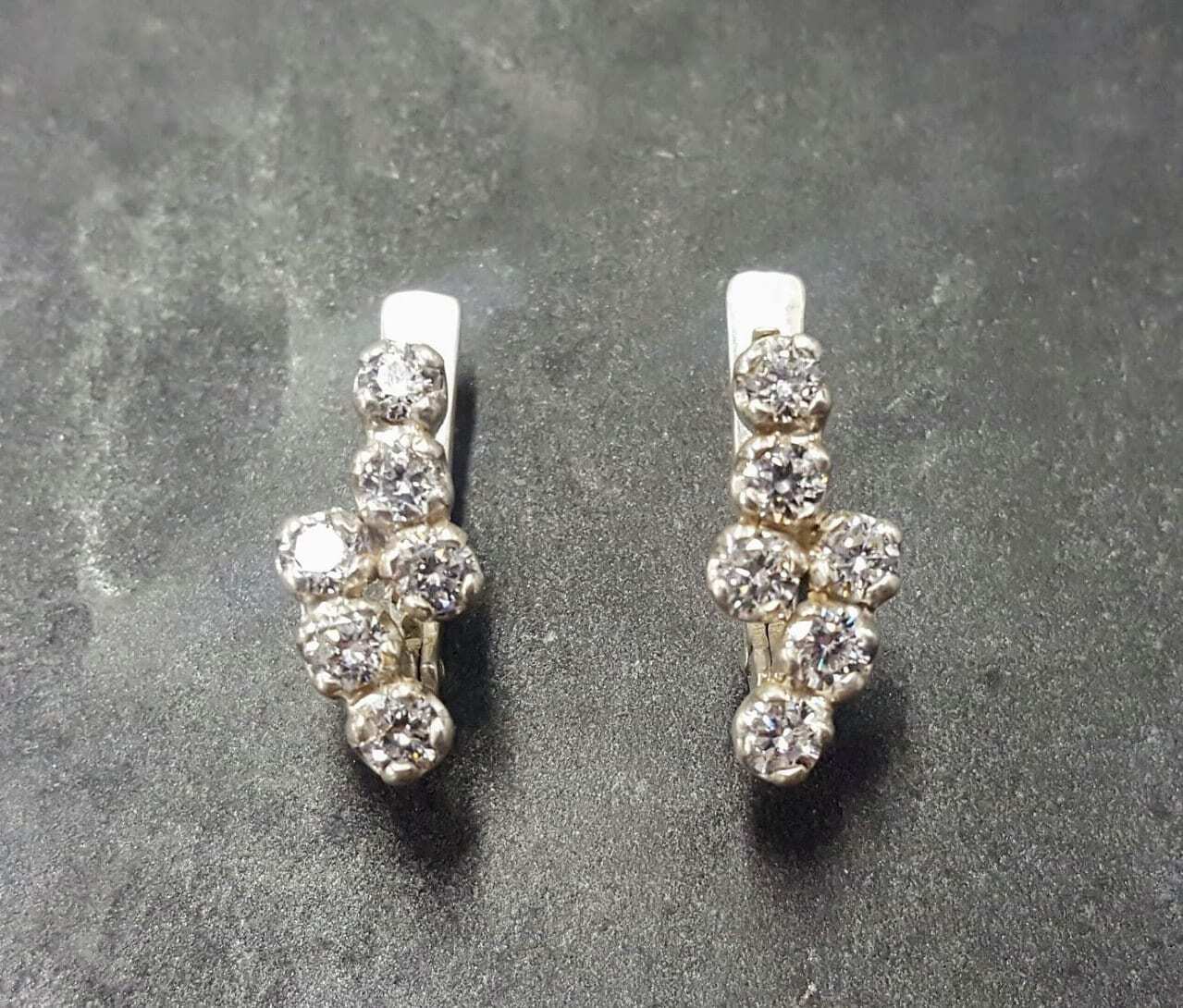 Sparkly Earrings, Created Diamond, Diamond Earrings, Vintage Earrings, Dainty Earrings, Diamond Studs, Solid Silver Studs, Silver Earrings