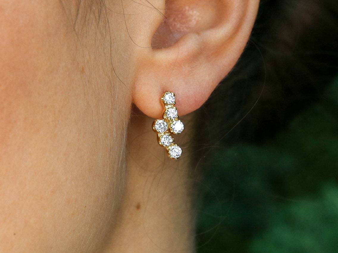 Sparkly Earrings, Created Diamond, Diamond Earrings, Vintage Earrings, Dainty Earrings, Diamond Studs, Solid Silver Studs, Silver Earrings(1)