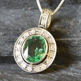 Mint Emerald Pendant - Vintage Bezel Necklace - Green Oval Necklace