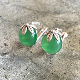 Emerald Leaf Earrings - Green Statement Earrings - Boho Emerald Earrings