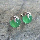 Emerald Leaf Earrings - Green Statement Earrings - Boho Emerald Earrings