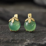 Emerald Leaf Earrings - Green Statement Earrings - Boho Emerald Earrings