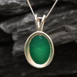 Large Emerald Pendant, Large Emerald, Emerald Necklace, Created Emerald, Green Emerald, Green Pendant, Emerald Green, Vintage Pendant,Silver