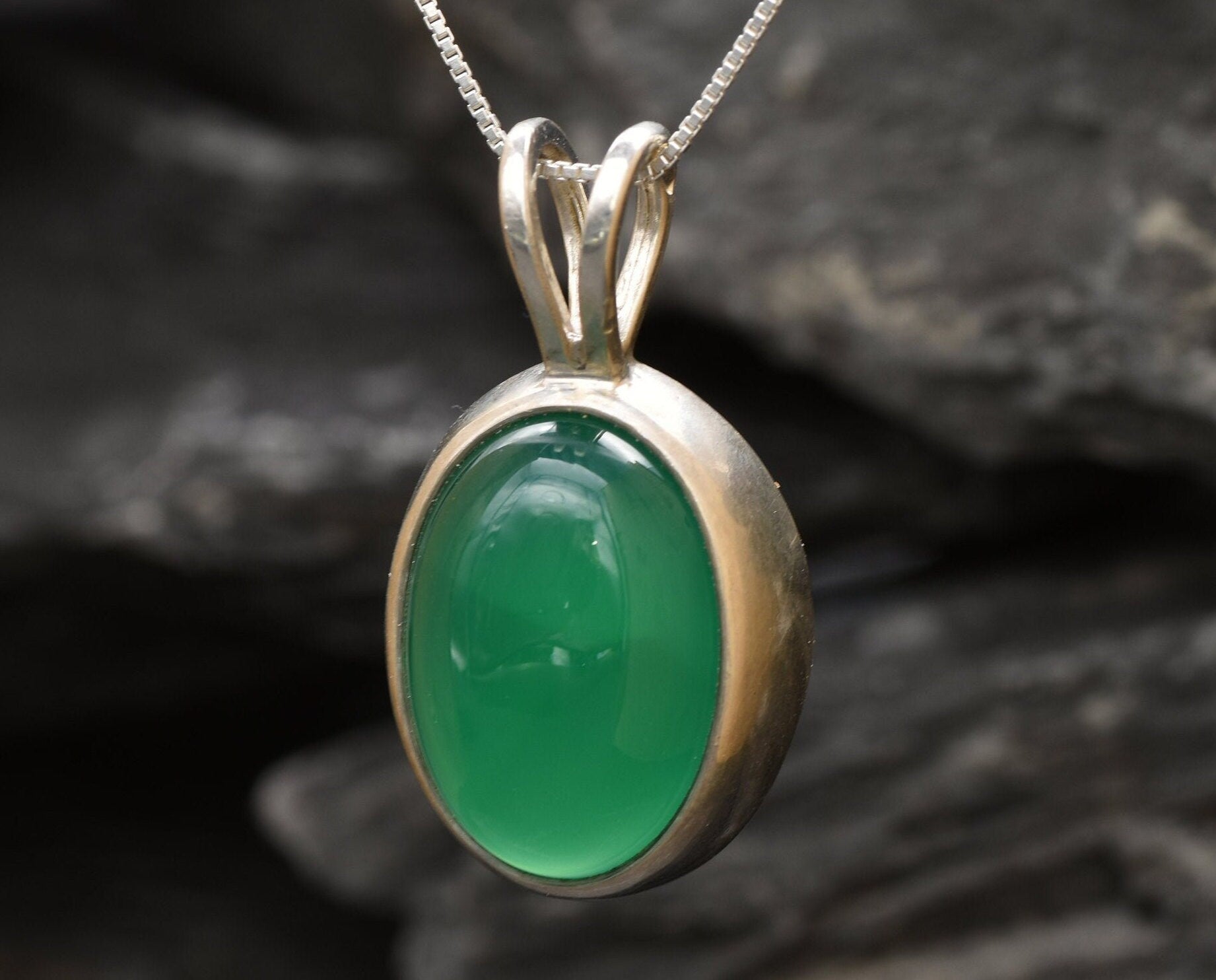 Created Emerald Pendant made in 925 Sterling Silver with Oval Created Green Emerald in Bezel setting, May Birthstone gift idea, symbolizes, ideal for everyday wear and perfect for birthday gifting and special occasions.