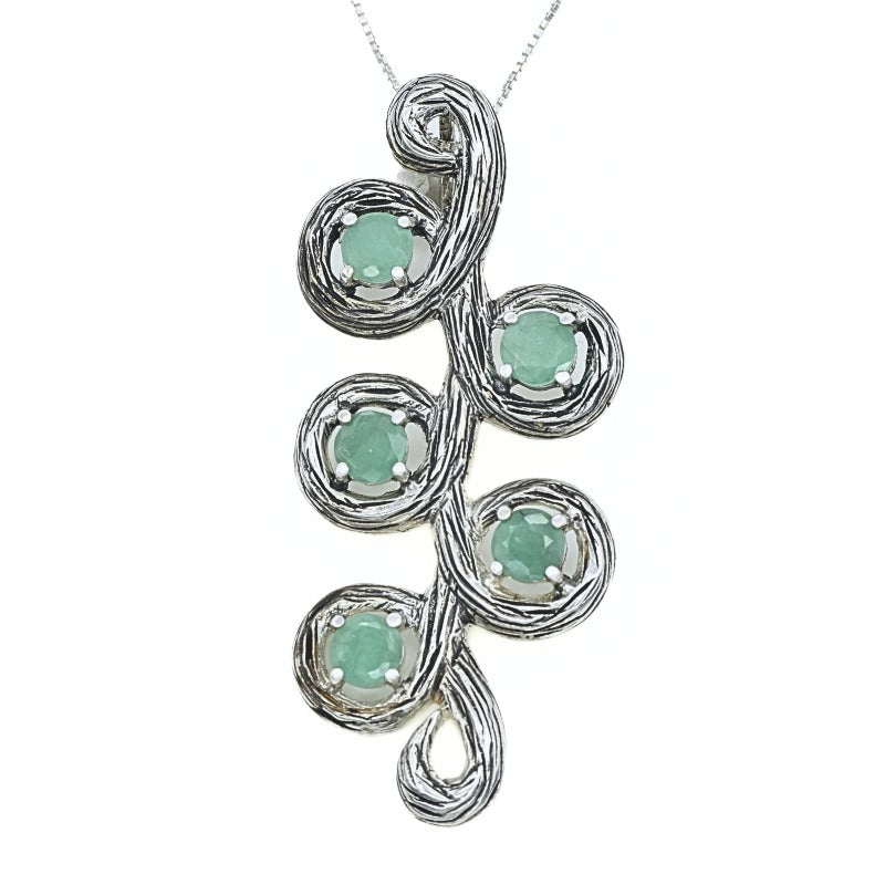 Natural Emerald Pendant made in 925 Sterling Silver with Round Natural Green Emerald in Prong setting, May Birthstone gift idea, symbolizes growth, harmony, and deep emotional healing, ideal for everyday wear and perfect for birthday gifting and special occasions.
