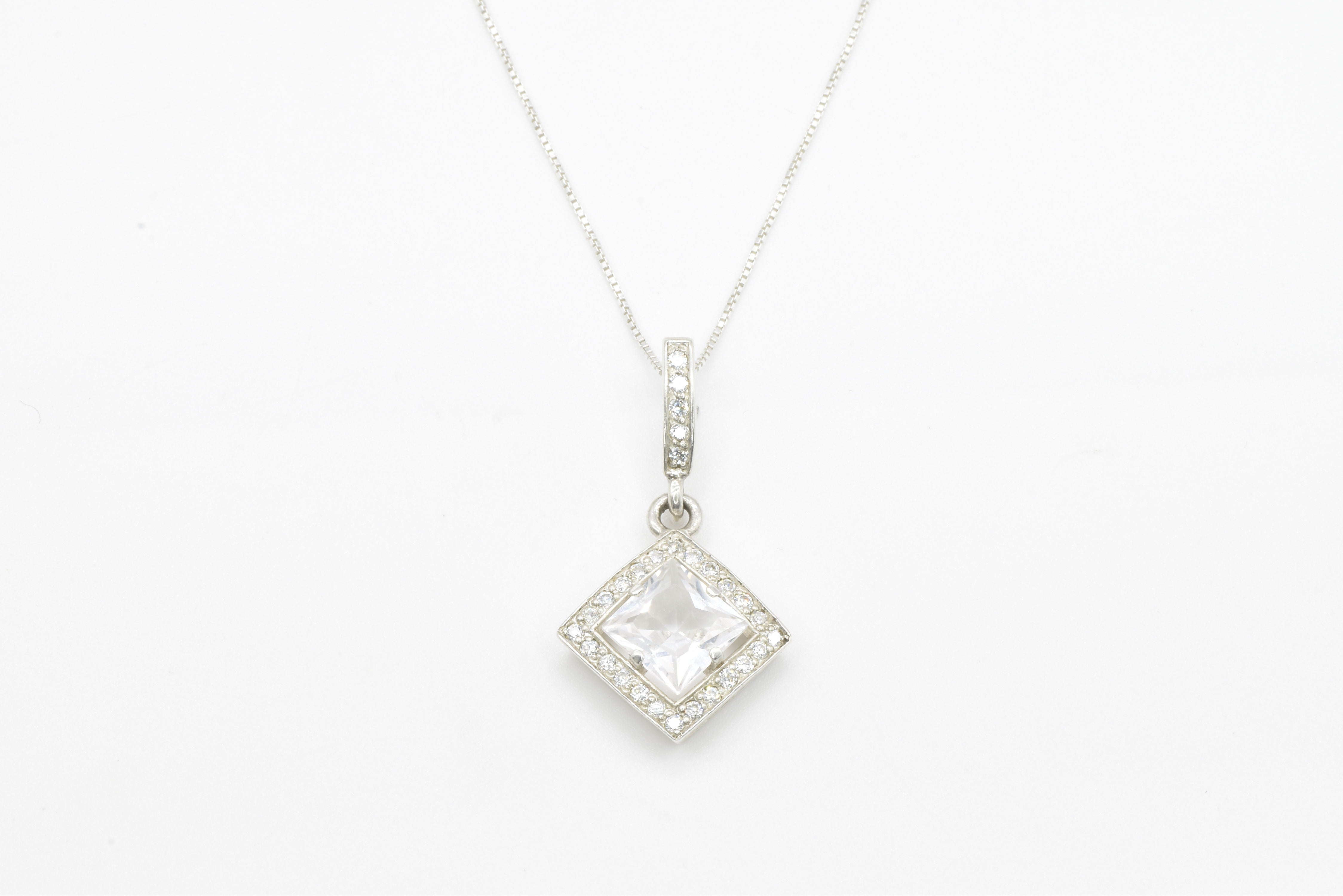 Topaz Pendant, White Topaz, White Topaz Pendant, Vintage Pendant, December Birthstone, December Pendant, Pure Silver, Silver Necklace