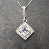 White Topaz Necklace - Natural Topaz Pendant - Vintage Topaz Necklace