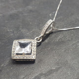 White Topaz Necklace - Natural Topaz Pendant - Vintage Topaz Necklace