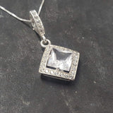 White Topaz Necklace - Natural Topaz Pendant - Vintage Topaz Necklace