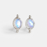 Gold Moonstone Earrings - Rainbow Moonstone Earrings, Minimalist Earrings
