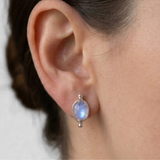 Rainbow Moonstone Earrings - Real Moonstone Studs - Classy Vintage Earrings