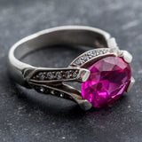 Alexandrite Statement Ring - Pink Gemstone Ring - Edwardian Silver Ring