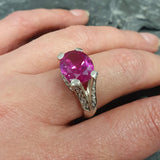 Alexandrite Statement Ring - Pink Gemstone Ring - Edwardian Silver Ring