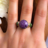 Charoite Ring - Purple Statement Ring - Round Charoite Ring