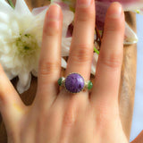 Charoite Ring - Purple Statement Ring - Round Charoite Ring